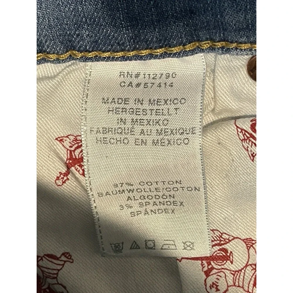 True Religion Relaxed Straight Mens 40 x 32 Flap Pocket Blue
